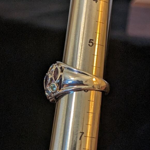 925 Sterling Silver Bezel Set Multi-Gemstone Necklace & Ring Set Ring Size 6 - Picture 8 of 12